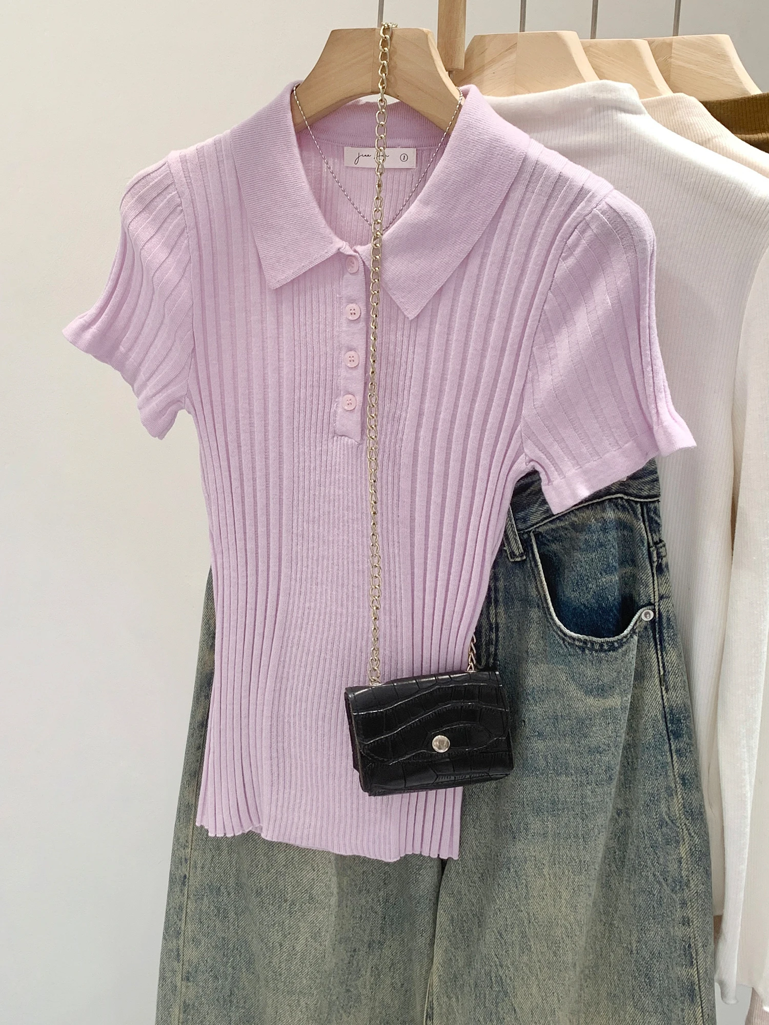Pink Purple Striped Short Sleeve Neck Knitted Sweater Women Summer New Style Elegant Ladies Top Soft Korean Fit Wool Blend
Pink Purple Striped Short Sleeve Neck Knitted Sweater Women Summer New Style Elegant Ladies Top Soft Korean Fit Wool Blend
