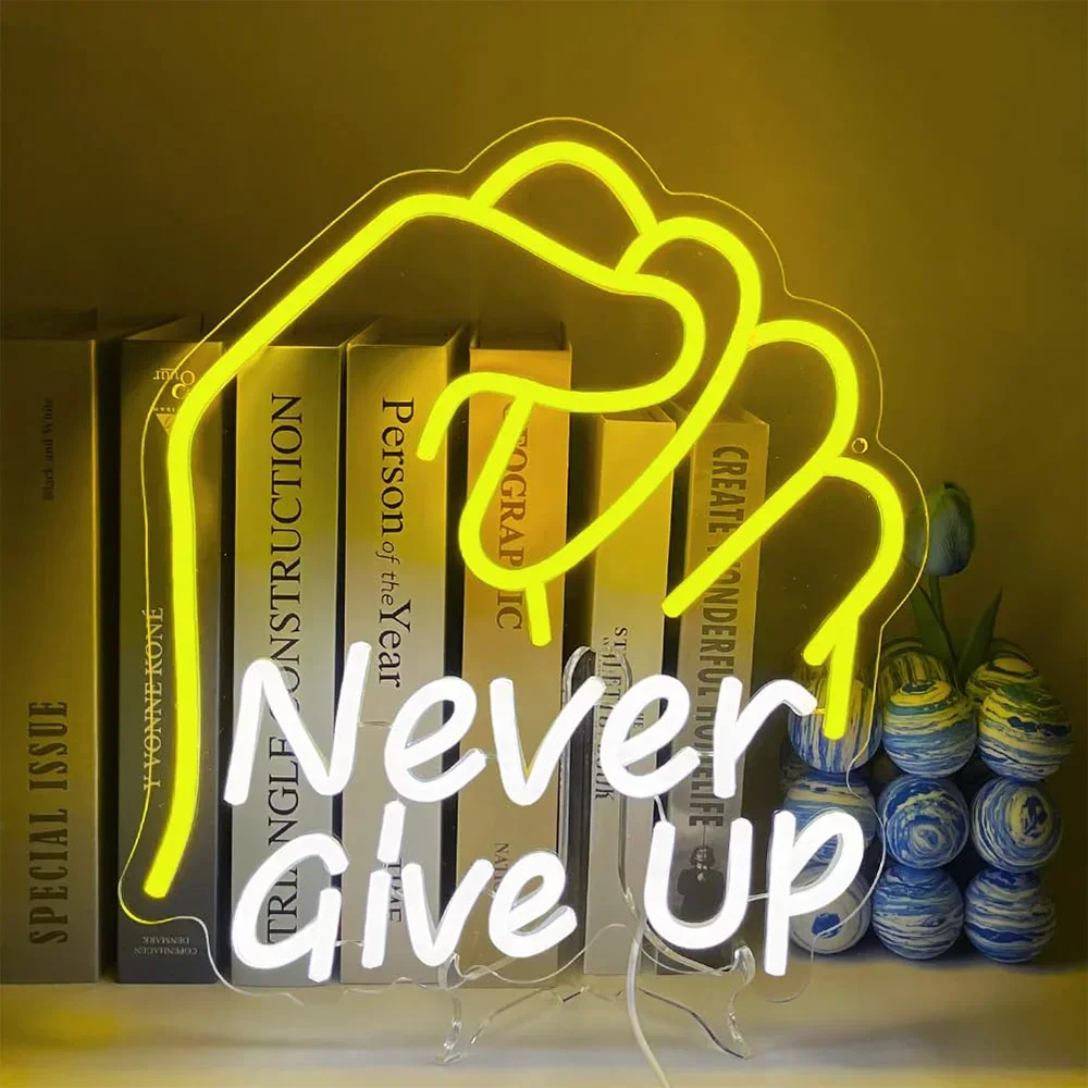 Never Give Up Neon Sign Letters Gesture Neon Signs USB Neon Wall Light Neon Bar Light Up Sign for Bedroom Party Pub Game
Never Give Up Neon Sign Letters Gesture Neon Signs USB Neon Wall Light Neon Bar Light Up Sign for Bedroom Party Pub Game