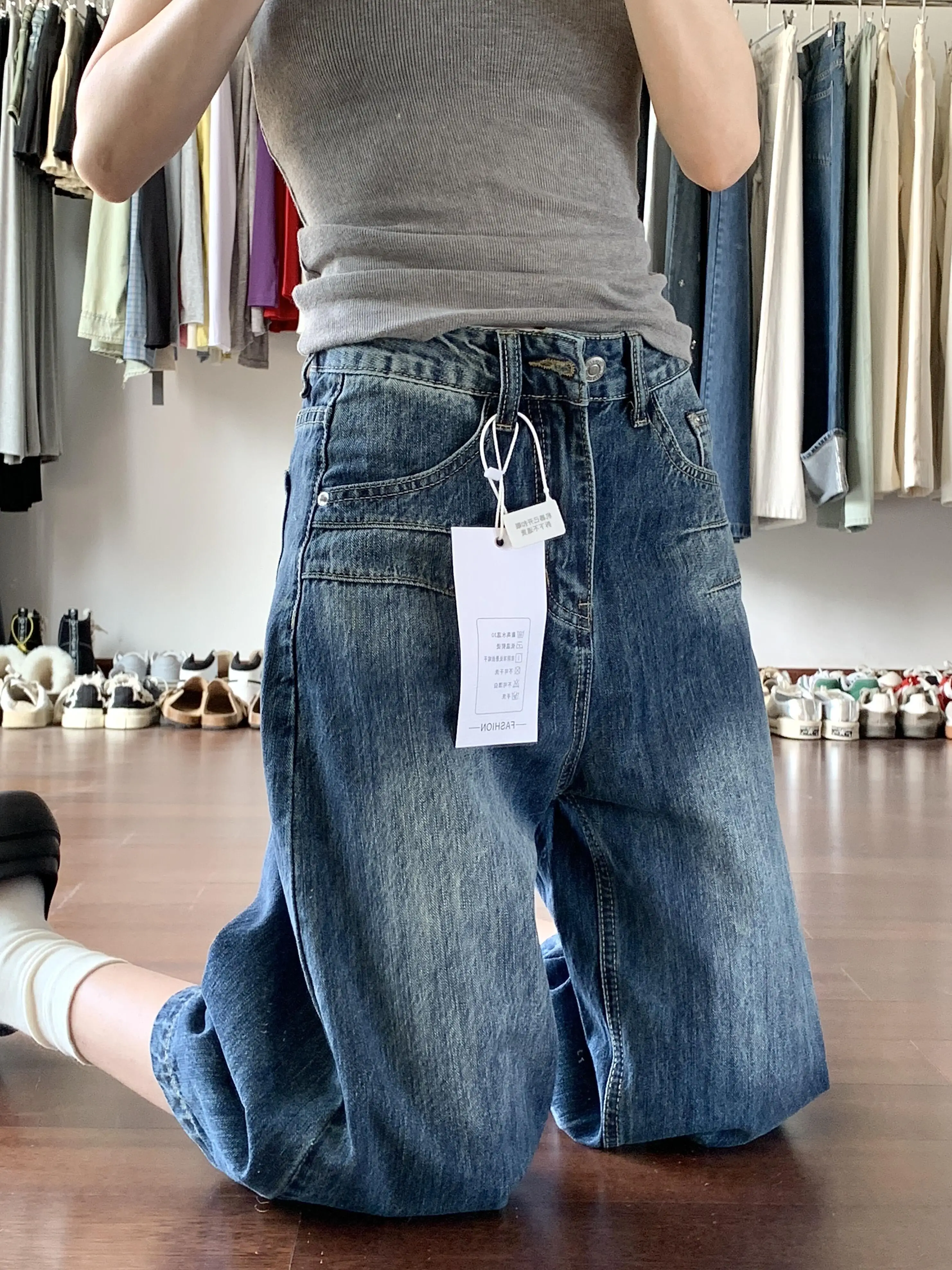 Deep Blue Wide Leg Seven-Foot Women's Jeans Casual Summer Loose Slimming Straight Tube High Waist Denim Pants for Commuting
Deep Blue Wide Leg Seven-Foot Women's Jeans Casual Summer Loose Slimming Straight Tube High Waist Denim Pants for Commuting
