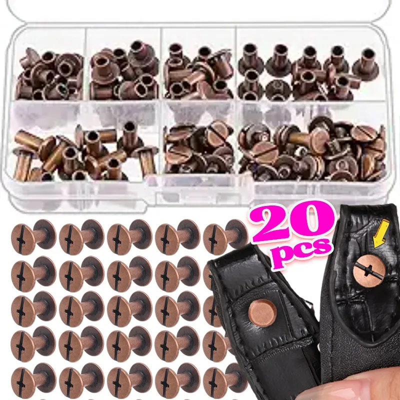 5-20Sets Chicago Screws Kit red Copper Round Flat Head Leather Rivets Metal Screw Studs for DIY Leather Craft and Bookbinding
5-20Sets Chicago Screws Kit red Copper Round Flat Head Leather Rivets Metal Screw Studs for DIY Leather Craft and Bookbinding