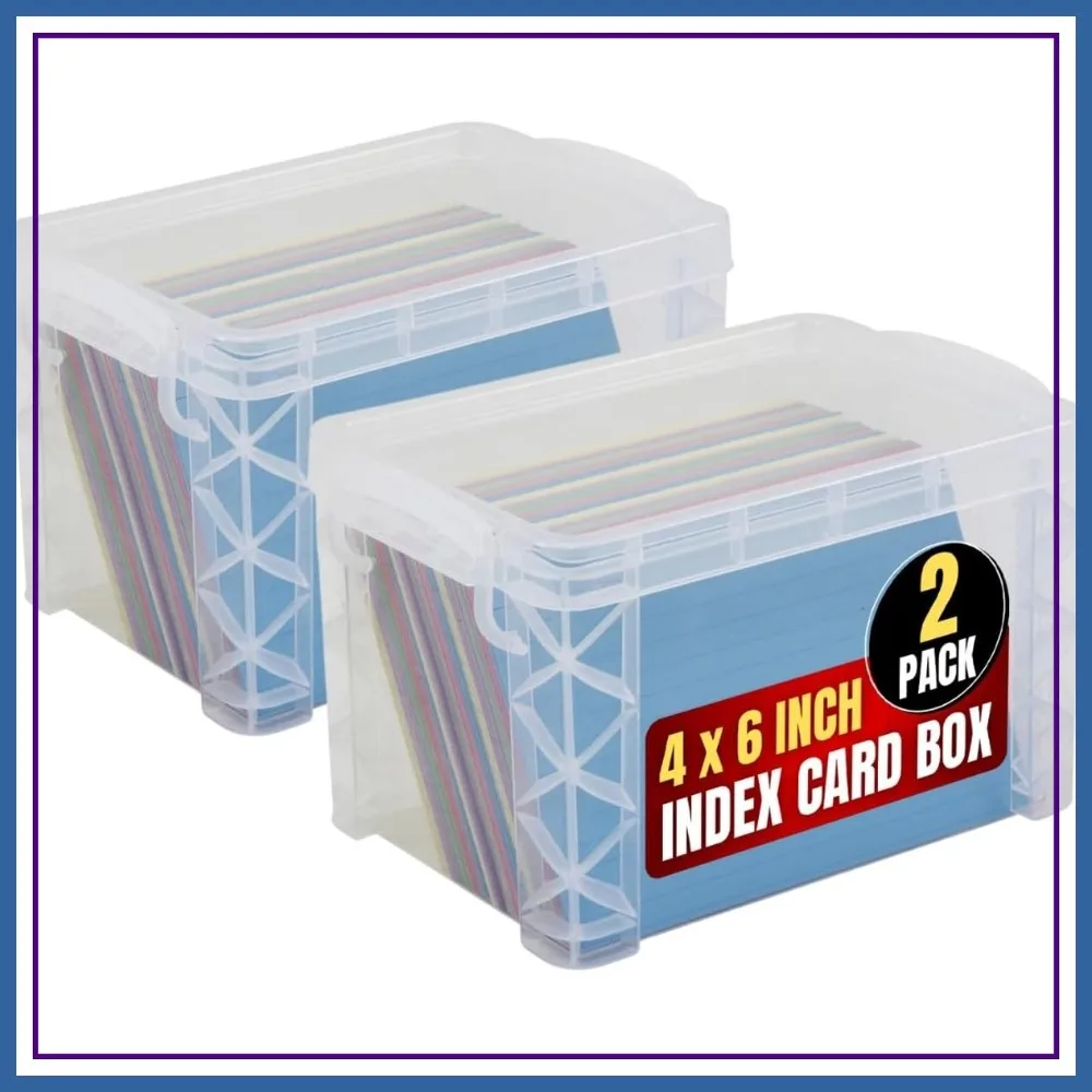 Plastic Index Card Box 4x6, Clear Storage Case, 500 Capacity, 2 Pack
Plastic Index Card Box 4x6, Clear Storage Case, 500 Capacity, 2 Pack