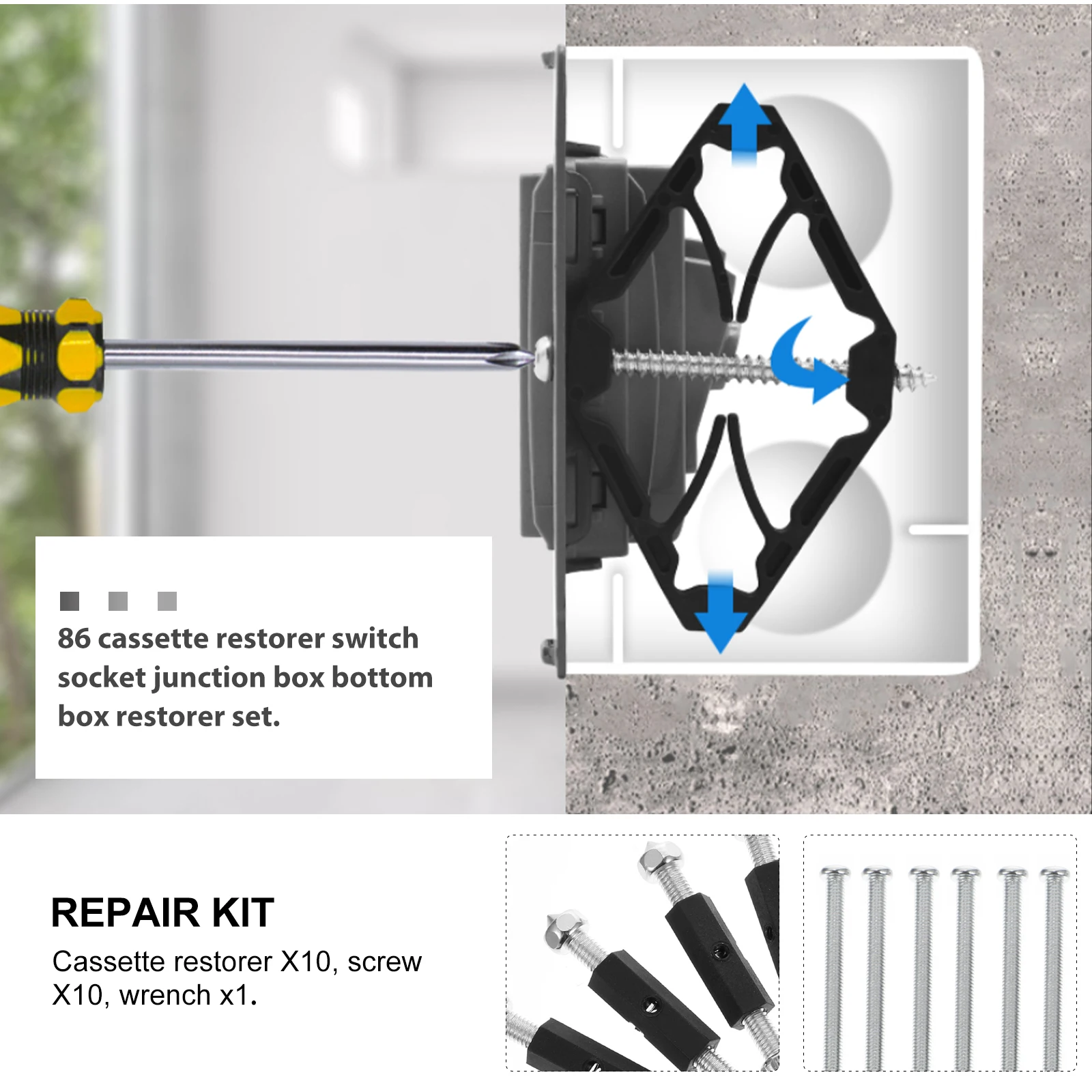 10pcs Junction Box Repairer Cassette Screws Extended Rustproof Anti corrosion Screws Socket Rod High Hardness Metal Nail Head
10pcs Junction Box Repairer Cassette Screws Extended Rustproof Anti corrosion Screws Socket Rod High Hardness Metal Nail Head