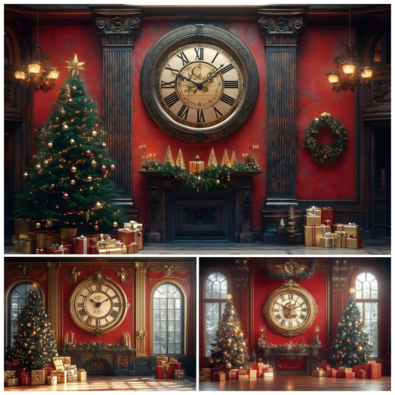 Red Retro Wall Clock Merry Christmas Backdrop Tree Gift Baby Photo Photographic Family Party Photography Background Photo Studio
Red Retro Wall Clock Merry Christmas Backdrop Tree Gift Baby Photo Photographic Family Party Photography Background Photo Studio