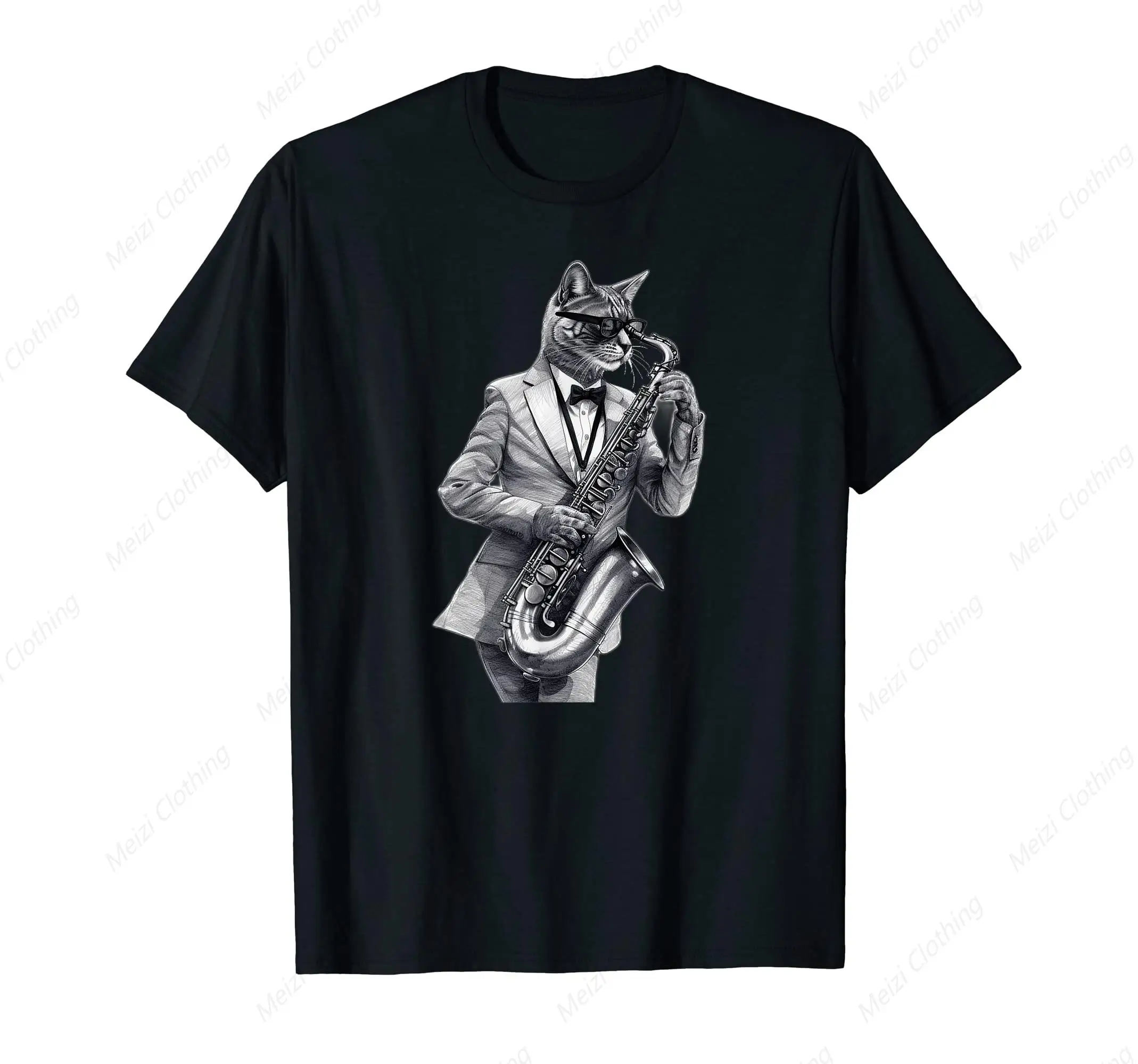 Cat Playing Jazz With Saxophone Printed T-Shirt Fashionable And Cool Black Shirt Made Of Pure Cotton Breathable And Comfortable
Cat Playing Jazz With Saxophone Printed T-Shirt Fashionable And Cool Black Shirt Made Of Pure Cotton Breathable And Comfortable