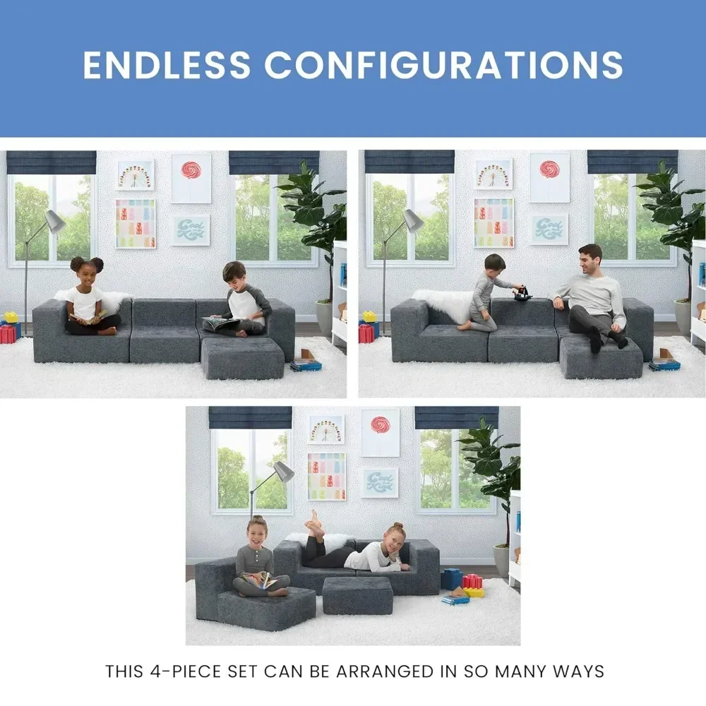 Children's sofa set of 4 pieces customisable sectional sofa set, grey, 20"D x 20"W x 15.5"H
Children's sofa set of 4 pieces customisable sectional sofa set, grey, 20"D x 20"W x 15.5"H
