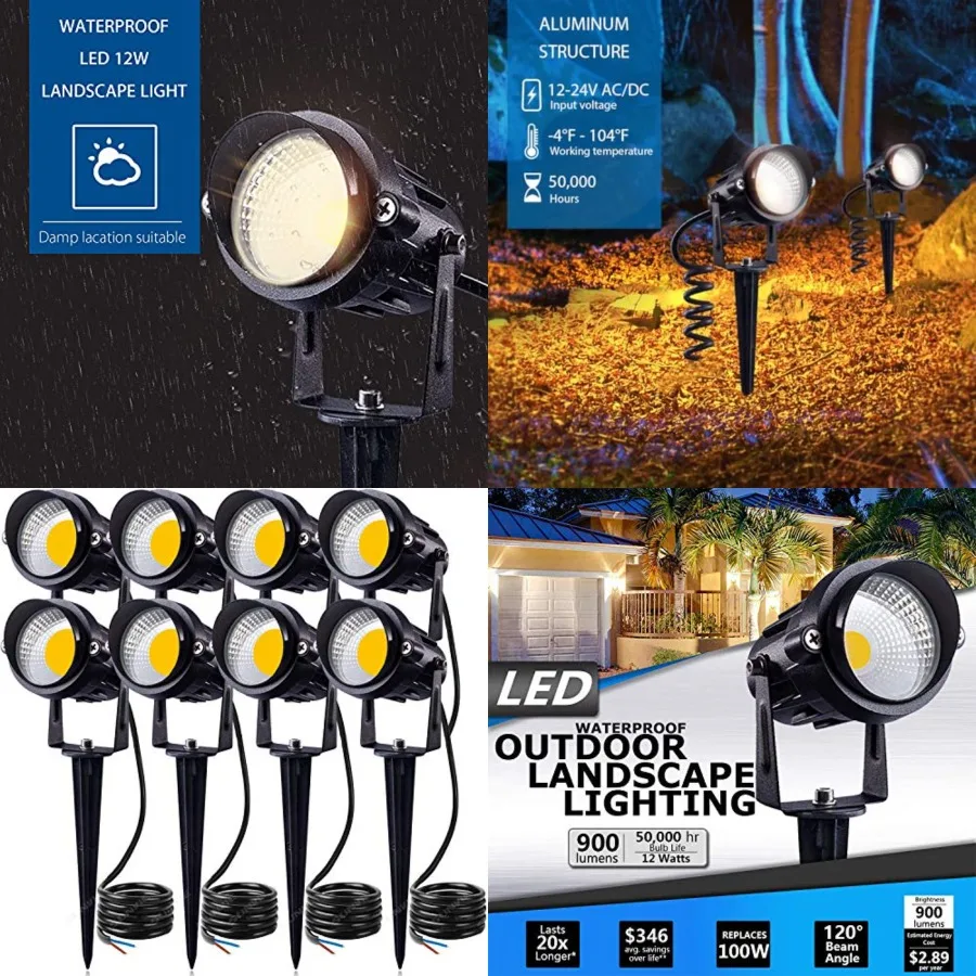 12W LED Landscape Lights Low Voltage AC/DC 12V Waterproof Garden Pathway Lights Super Warm White (900LM) Walls Trees Flags Outd
12W LED Landscape Lights Low Voltage AC/DC 12V Waterproof Garden Pathway Lights Super Warm White (900LM) Walls Trees Flags Outd