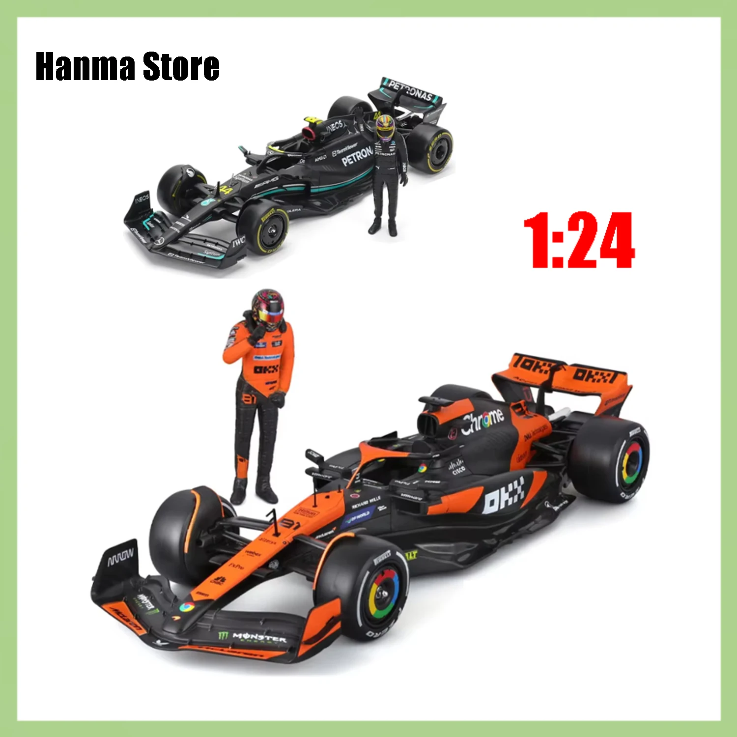Bburago 1:24 with doll McLaren F1 Team MCL38 F1 4 # Lando Norris 81 # Oscar Piastri RB19 RB18 W14 SF23 F1 Model Formula Racing
Bburago 1:24 with doll McLaren F1 Team MCL38 F1 4 # Lando Norris 81 # Oscar Piastri RB19 RB18 W14 SF23 F1 Model Formula Racing