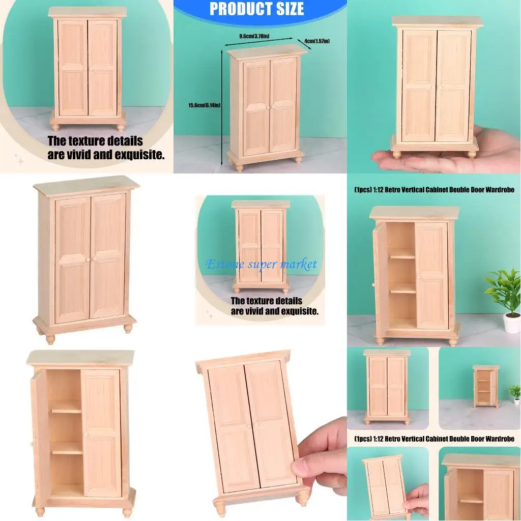 090B 1/12 Wooden Doll House Wardrobe Model Figurine With Double Door And Detailed Craftsmanship Living Room Scene Decoration
090B 1/12 Wooden Doll House Wardrobe Model Figurine With Double Door And Detailed Craftsmanship Living Room Scene Decoration