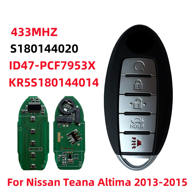 Умный дистанционный ключ 5 BT для Nissan Altima Maxima 2013-2015, 433 МГц, чип ID47 S180144020 KR5S180144014, замена брелока бесключевого доступа
Умный дистанционный ключ 5 BT для Nissan Altima Maxima 2013-2015, 433 МГц, чип ID47 S180144020 KR5S180144014, замена брелока бесключевого доступа