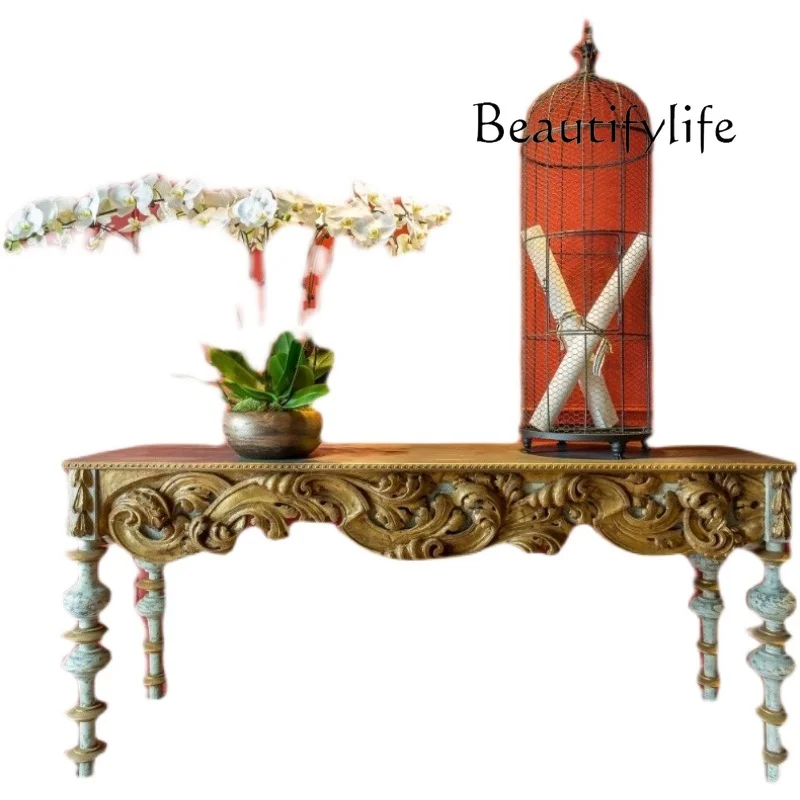 French retro nostalgic antique solid wood coffee table European American rural antique old rectangle home decoration porch table
French retro nostalgic antique solid wood coffee table European American rural antique old rectangle home decoration porch table