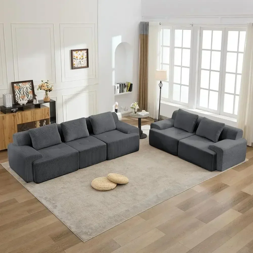 5-Piece Comfortable Cloud Sectional Sofa with Deep Seating for Living Room, Grey, Ready to Use
5-Piece Comfortable Cloud Sectional Sofa with Deep Seating for Living Room, Grey, Ready to Use