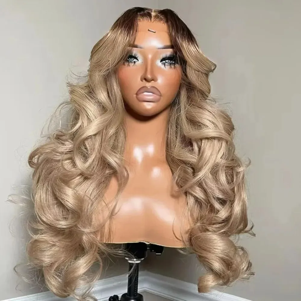 180 Density Ombre Ash Blonde Body Wave Lace Frontal Wig 13x4 HD Dark Roots Synthetic And Blend Lace Wigs Daily Party Cosplay
180 Density Ombre Ash Blonde Body Wave Lace Frontal Wig 13x4 HD Dark Roots Synthetic And Blend Lace Wigs Daily Party Cosplay