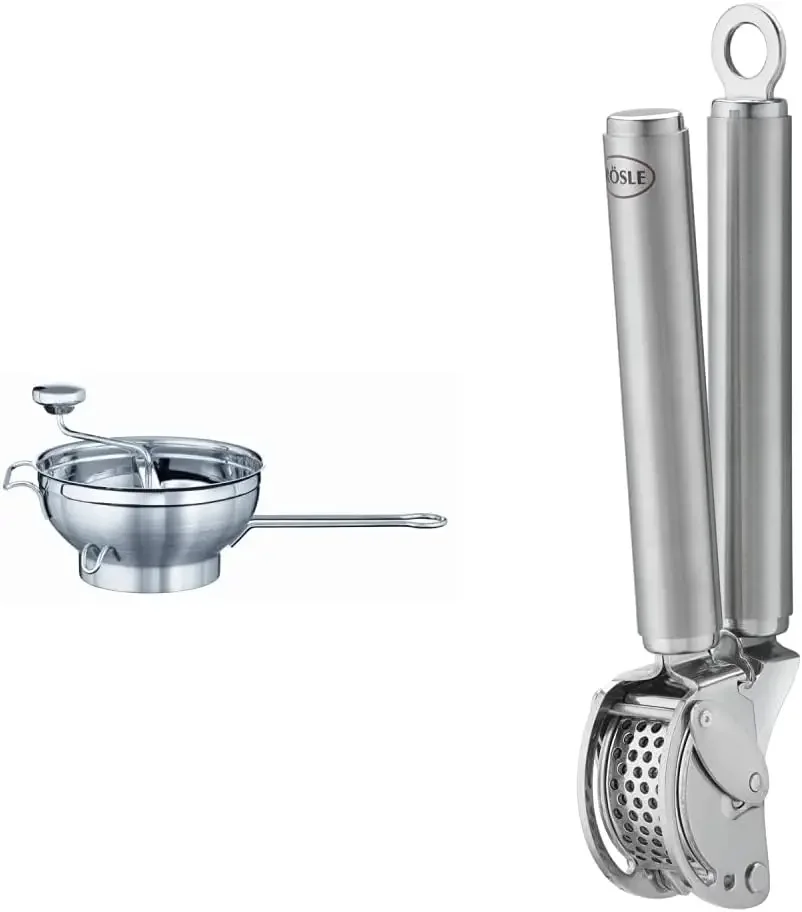 Stainless Steel Food Mill with Handle and 2 Grinding Disc Sieves Stainless Steel Mincing Garlic/Ginger Press with Scraper,9-inch
Stainless Steel Food Mill with Handle and 2 Grinding Disc Sieves Stainless Steel Mincing Garlic/Ginger Press with Scraper,9-inch