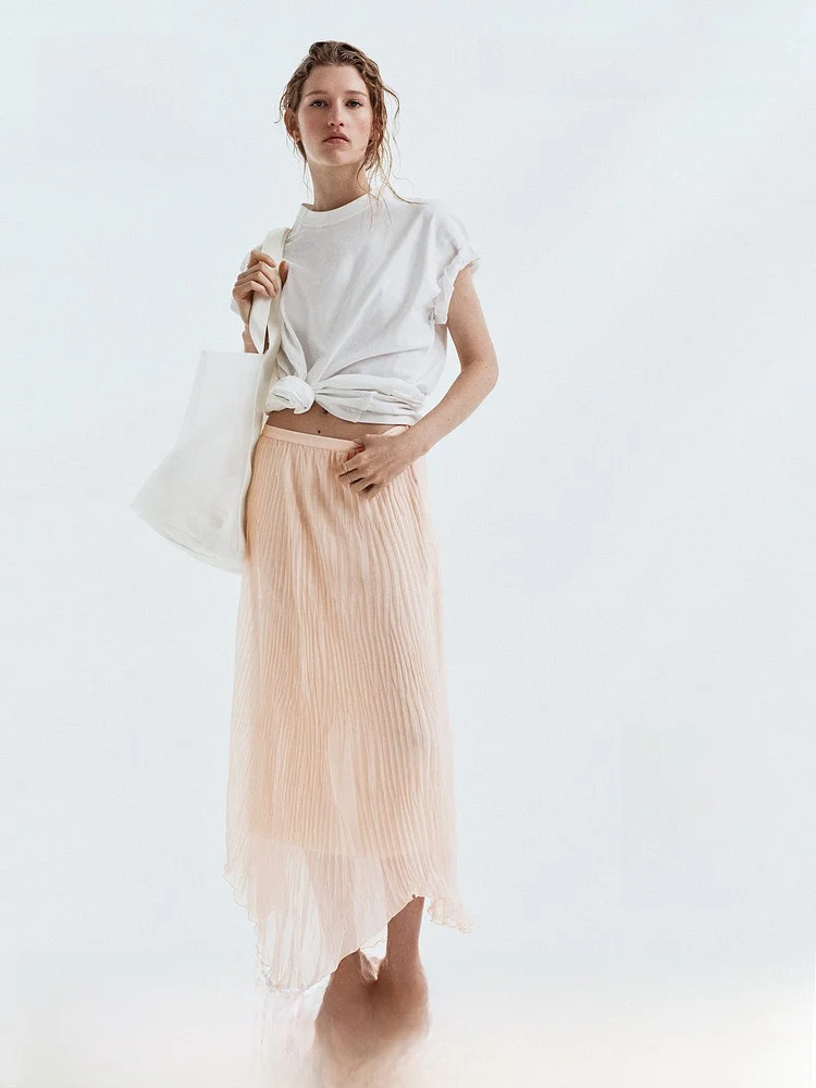 Summer New Women's Pleated Handkerchief Half Skirt H&M 1340641 High Waist Loose Fit Polyester Fiber Irregular Skirt
Summer New Women's Pleated Handkerchief Half Skirt H&M 1340641 High Waist Loose Fit Polyester Fiber Irregular Skirt