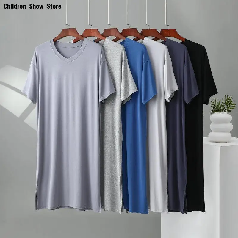 V-Neck Nightwear Men Modal Pajamas Home Clothes Short Sleeve Robe Nightgown Summer Solid Loose Bathrobe Sleepwear Oversize
V-Neck Nightwear Men Modal Pajamas Home Clothes Short Sleeve Robe Nightgown Summer Solid Loose Bathrobe Sleepwear Oversize