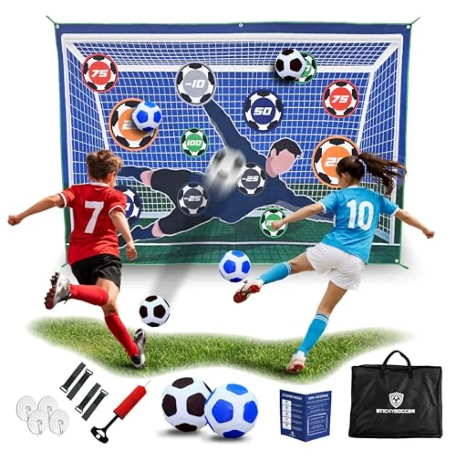 StickySoccer Indoor and Outdoor Soccer Game Sticky Soccer Ball Target Mat for - 6 Game Modes 2 Inflatable Balls Hook and Loop S
StickySoccer Indoor and Outdoor Soccer Game Sticky Soccer Ball Target Mat for - 6 Game Modes 2 Inflatable Balls Hook and Loop S