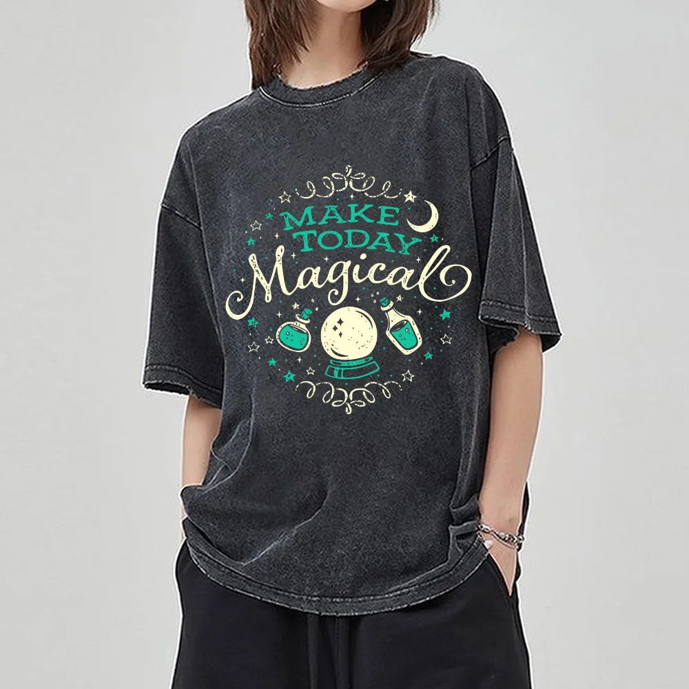 Magic Letter Print Women's T-Shirt 2024 Summer New Y2K Oversized Washed Round Neck Neutral Short Sleeve Casual Hip Hop Wear
Magic Letter Print Women's T-Shirt 2024 Summer New Y2K Oversized Washed Round Neck Neutral Short Sleeve Casual Hip Hop Wear