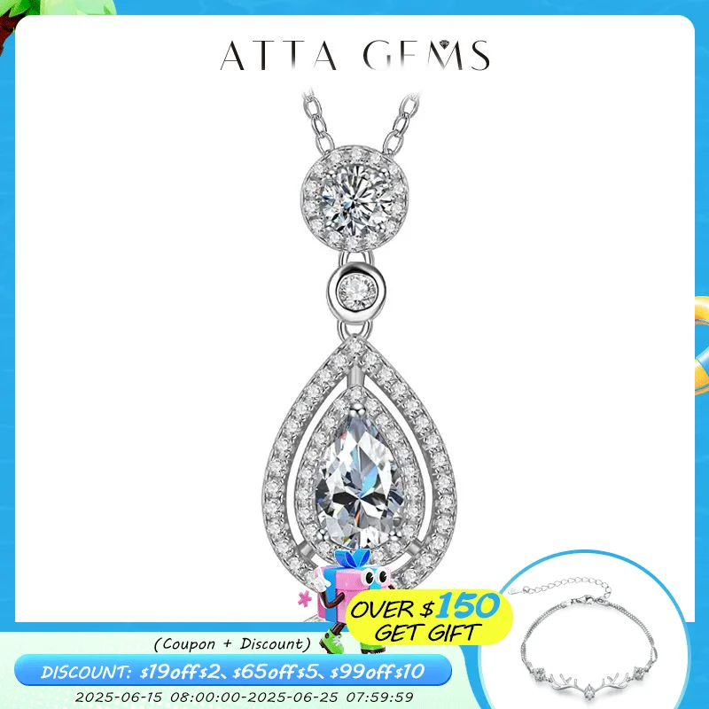 ATTAGEMS 925 Silver Necklace Chain Pear Cut 1.5ct D Color Pass Diamond Test Solitaire Pendant Necklace Women Jewelry
ATTAGEMS 925 Silver Necklace Chain Pear Cut 1.5ct D Color Pass Diamond Test Solitaire Pendant Necklace Women Jewelry