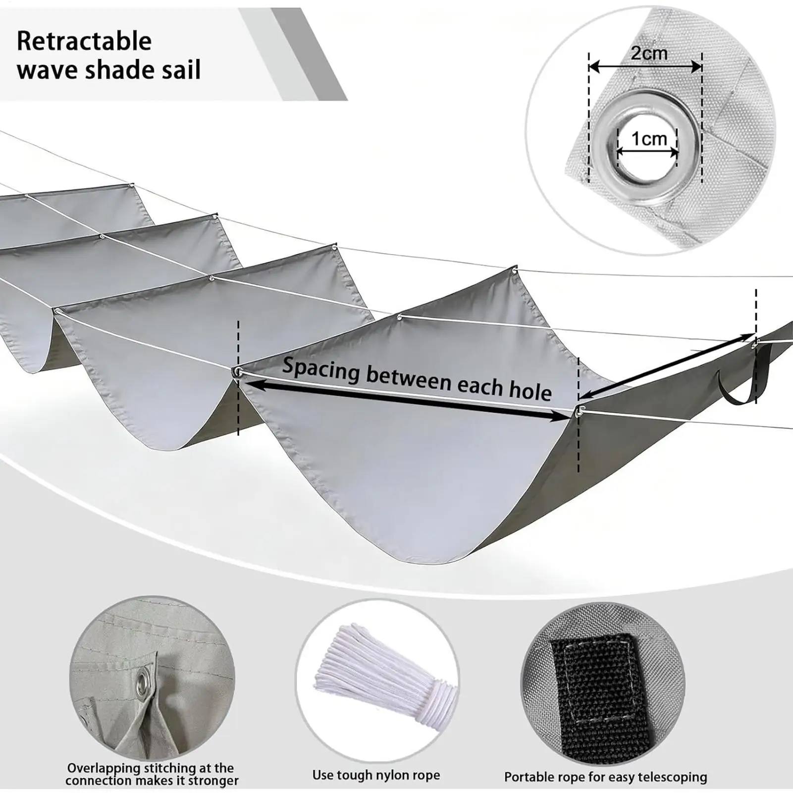 Shade Sail Heavy Duty Waterproof Retractable UV Protection Canopy With Wavy Design Patio Sail Shade For Outdoor Beach Porch Deck
Shade Sail Heavy Duty Waterproof Retractable UV Protection Canopy With Wavy Design Patio Sail Shade For Outdoor Beach Porch Deck