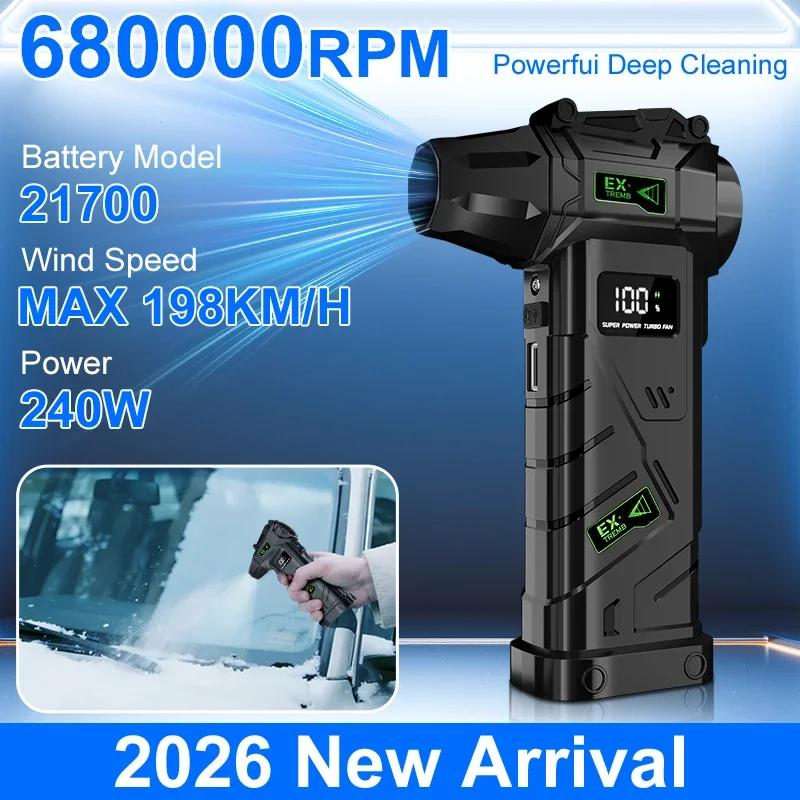 Powerful Violent Fan 680000rpm Turbo Air Blower 380g Thrust High Speed Brushless Turbo Jet Blowe Cordless Vacuum Cleaner
Powerful Violent Fan 680000rpm Turbo Air Blower 380g Thrust High Speed Brushless Turbo Jet Blowe Cordless Vacuum Cleaner