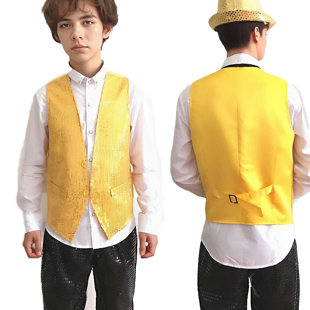 Men Sparkling Sequin Vest Shiny Sleeveless Adult Disco Jacket Tops Hip-hop Latin Dance Stage Performance Party Costume Waistcoat
Men Sparkling Sequin Vest Shiny Sleeveless Adult Disco Jacket Tops Hip-hop Latin Dance Stage Performance Party Costume Waistcoat
