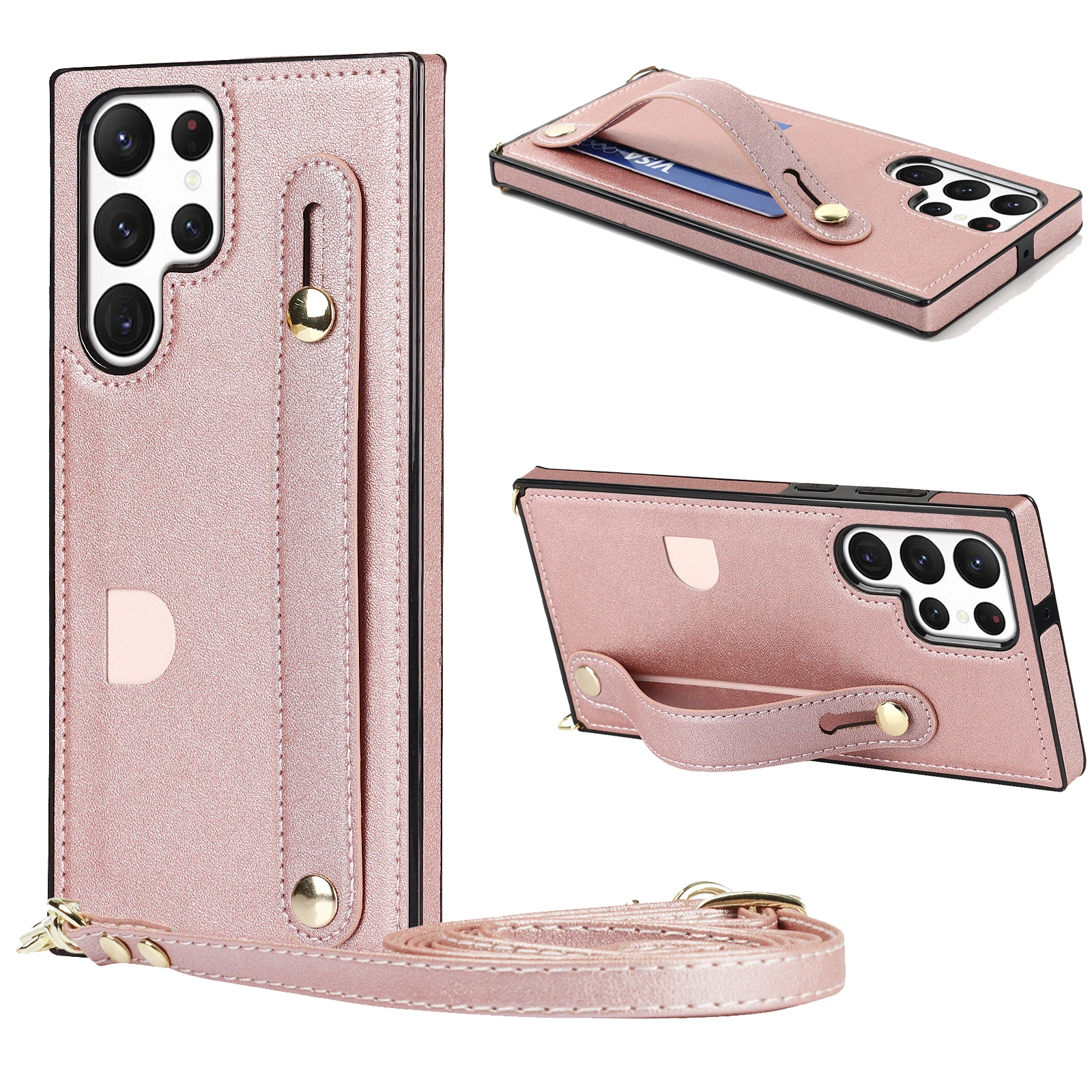 Crossbody Leather Card Holder Case, Hand Strap Kickstand Cover for Samsung Galaxy S23 Ultra S22 S21 FE S20 Note 20, Wristband
Crossbody Leather Card Holder Case, Hand Strap Kickstand Cover for Samsung Galaxy S23 Ultra S22 S21 FE S20 Note 20, Wristband