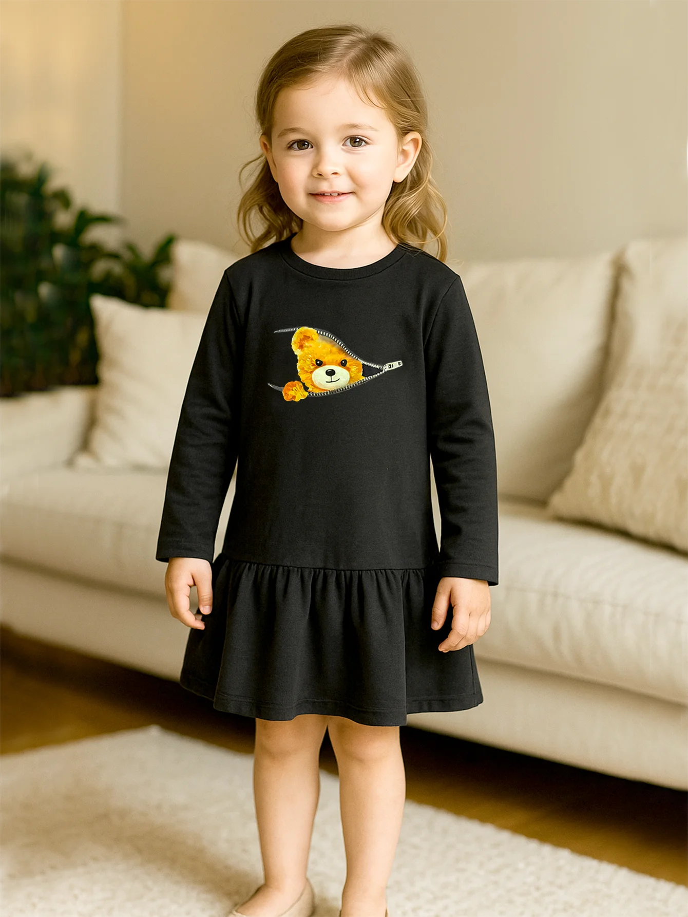 Girls Dress For Kids 1-8 Years Old Fashion Cute Fun Teddy Bear Print Long Sleeves Autumn Winter Casual Dresses For Girls
Girls Dress For Kids 1-8 Years Old Fashion Cute Fun Teddy Bear Print Long Sleeves Autumn Winter Casual Dresses For Girls