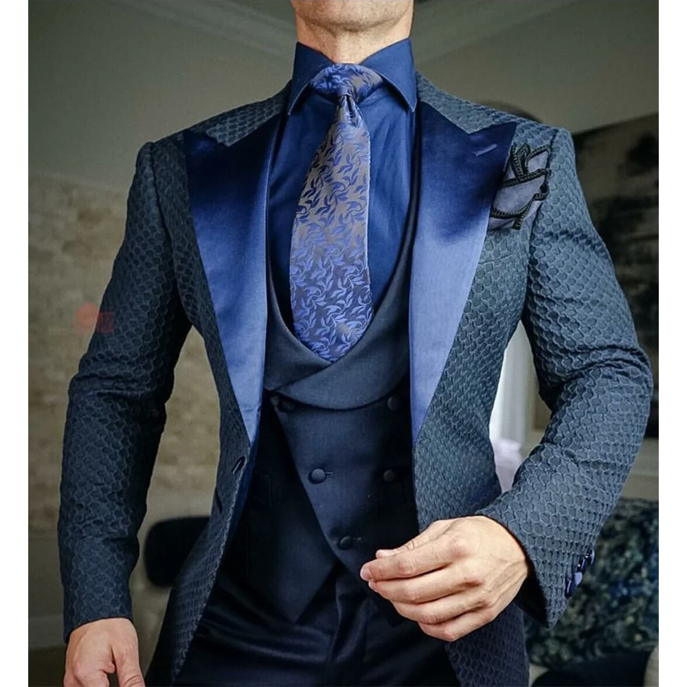 Blue Men's Suits 3 Piecs Blazer Pure Blue Pants&Vest Business Work Style Banquet Coustome Single Breasted Suits 
Blue Men's Suits 3 Piecs Blazer Pure Blue Pants&Vest Business Work Style Banquet Coustome Single Breasted Suits