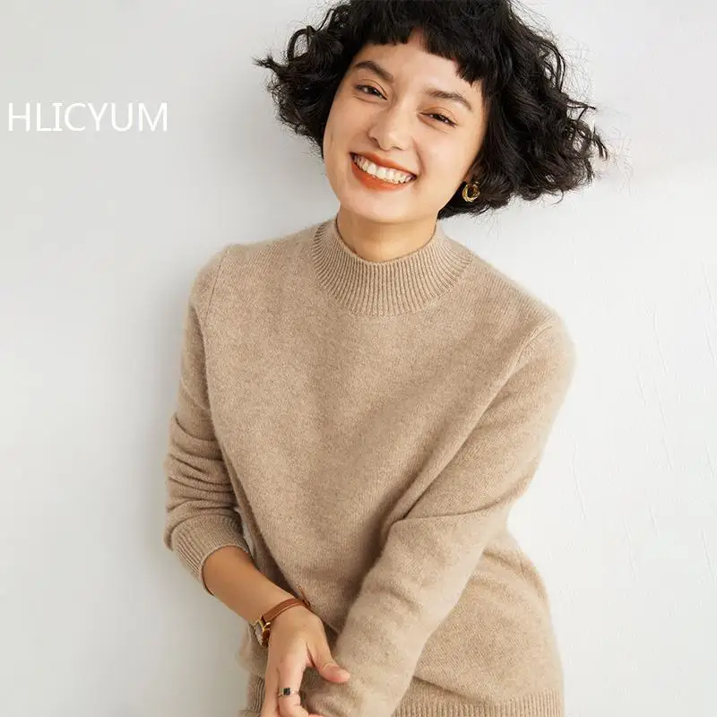 Basic Cashmere Sweater Women's Mock-Neck Knitwear Wool Pullovers Autumn Winter Long Sleeve Jumpers Clothing Loose soild Tops
Basic Cashmere Sweater Women's Mock-Neck Knitwear Wool Pullovers Autumn Winter Long Sleeve Jumpers Clothing Loose soild Tops