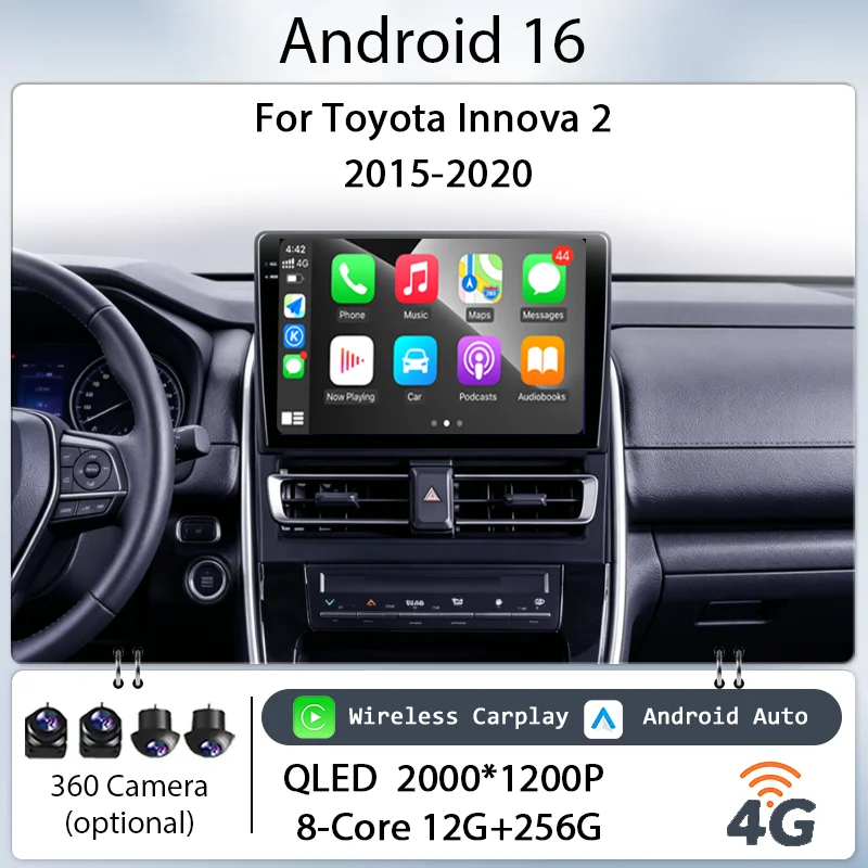 Car Stereo Android 16 IPS HD Touch Screen Multimedia Player Wireless CarPlay GPS WiFi DSP QLED 10" for Toyota Innova 2 2015-2020
Car Stereo Android 16 IPS HD Touch Screen Multimedia Player Wireless CarPlay GPS WiFi DSP QLED 10" for Toyota Innova 2 2015-2020