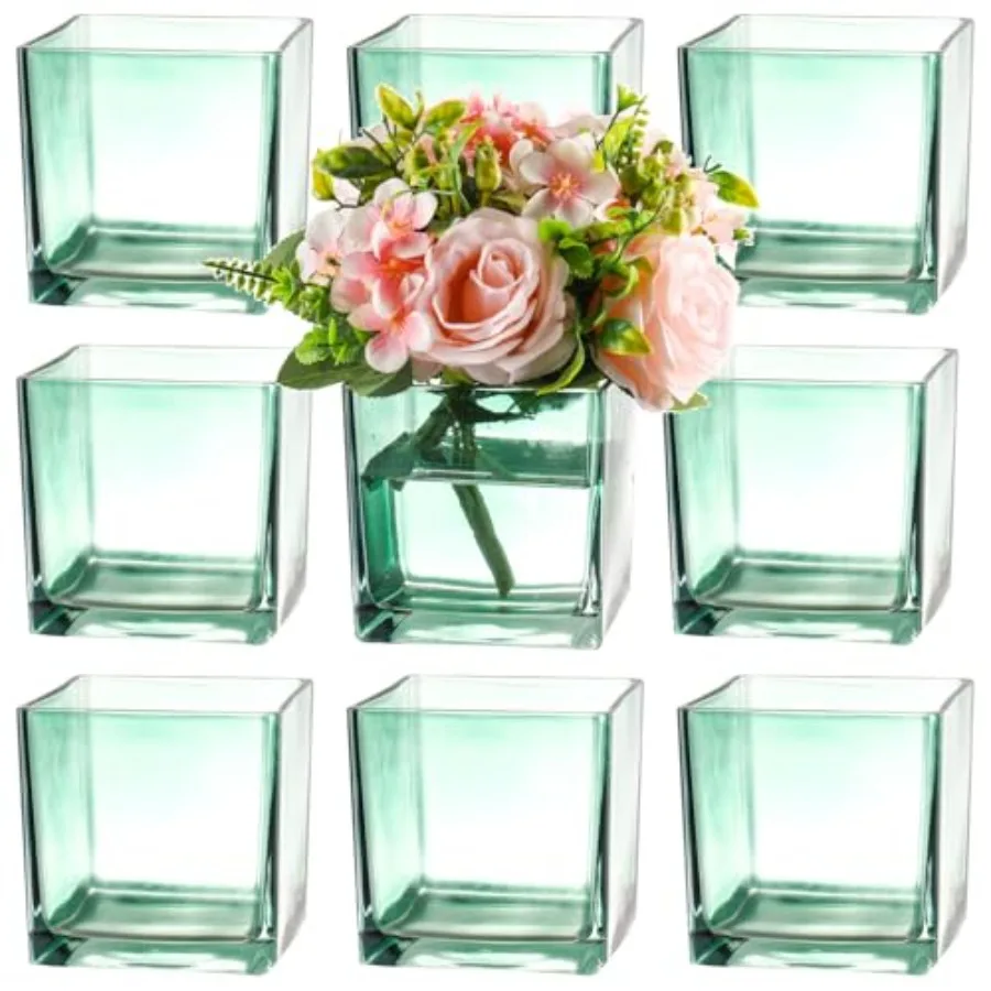 Square Glass Vases Set of 9, 5 x 5 x 5 Green Flower Vases for Centerpieces, Square Vase for Flowers, Small Vase for Wedding, Pa
Square Glass Vases Set of 9, 5 x 5 x 5 Green Flower Vases for Centerpieces, Square Vase for Flowers, Small Vase for Wedding, Pa