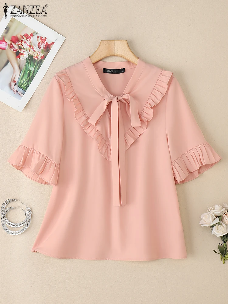 2025 ZANZEA Summer Elegant Short Sleeve Work OL Blouse Women Tops Tunic Casual O Neck Blusas Fashion Holiday Lace Up Shirt Mujer
2025 ZANZEA Summer Elegant Short Sleeve Work OL Blouse Women Tops Tunic Casual O Neck Blusas Fashion Holiday Lace Up Shirt Mujer