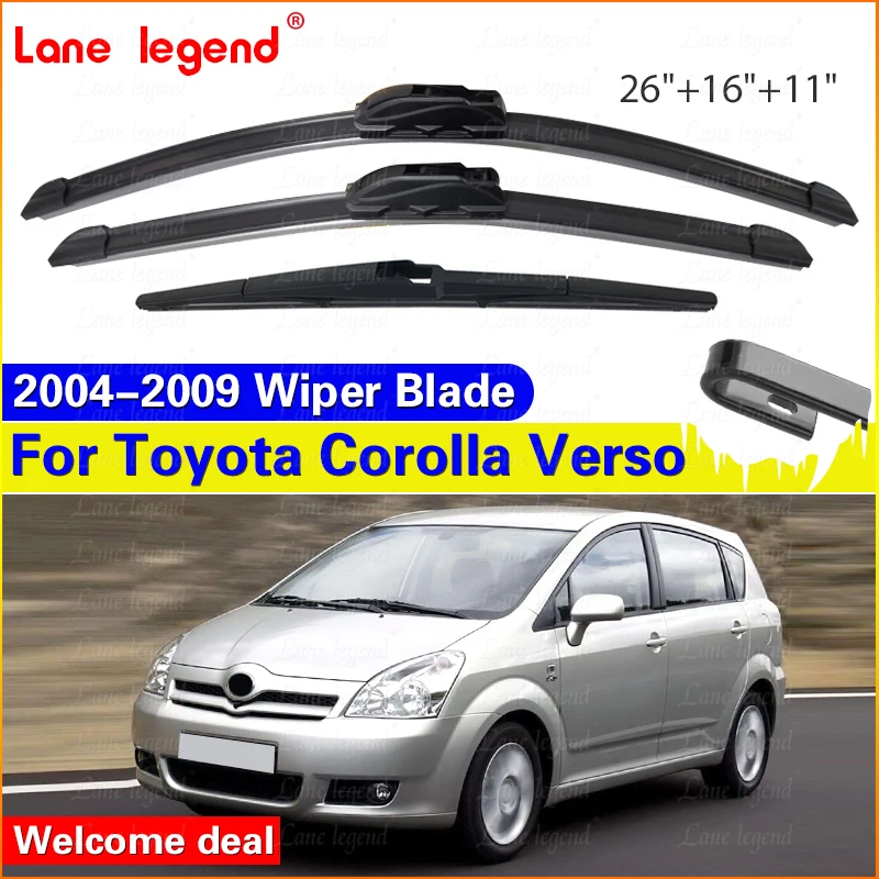 For Toyota Corolla Verso AR10 2004 - 2009 Front Rear Wiper Blade Windscreen Windshield Rain Brush Car Accessories 26"+16"+11"
For Toyota Corolla Verso AR10 2004 - 2009 Front Rear Wiper Blade Windscreen Windshield Rain Brush Car Accessories 26"+16"+11"