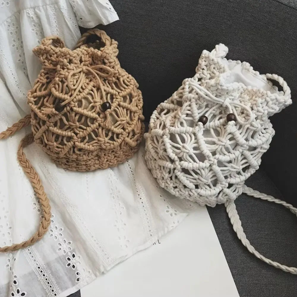 Portable Bucket Bags Solid Color Handmade Shoulder Crossbody Bag Hollow-out Woven Crochet Lightweight Handbag Purse Women Gifts
Portable Bucket Bags Solid Color Handmade Shoulder Crossbody Bag Hollow-out Woven Crochet Lightweight Handbag Purse Women Gifts