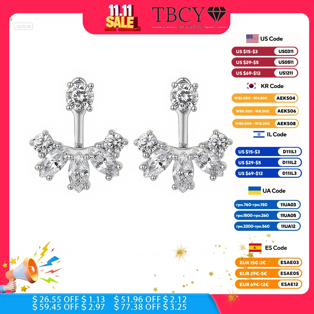 TBCYD D Color Full Moissanite Dual Use Earrings Jackets for Women Silver Earring 925 Horse Eyes GRA Certified Valentine's Gift
TBCYD D Color Full Moissanite Dual Use Earrings Jackets for Women Silver Earring 925 Horse Eyes GRA Certified Valentine's Gift