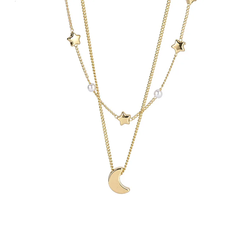 2022 New Fashion Women Vintage Double Layer Moon Pendant Stars and Pearl Splicing Necklace Women Party Double Layer Necklace
2022 New Fashion Women Vintage Double Layer Moon Pendant Stars and Pearl Splicing Necklace Women Party Double Layer Necklace