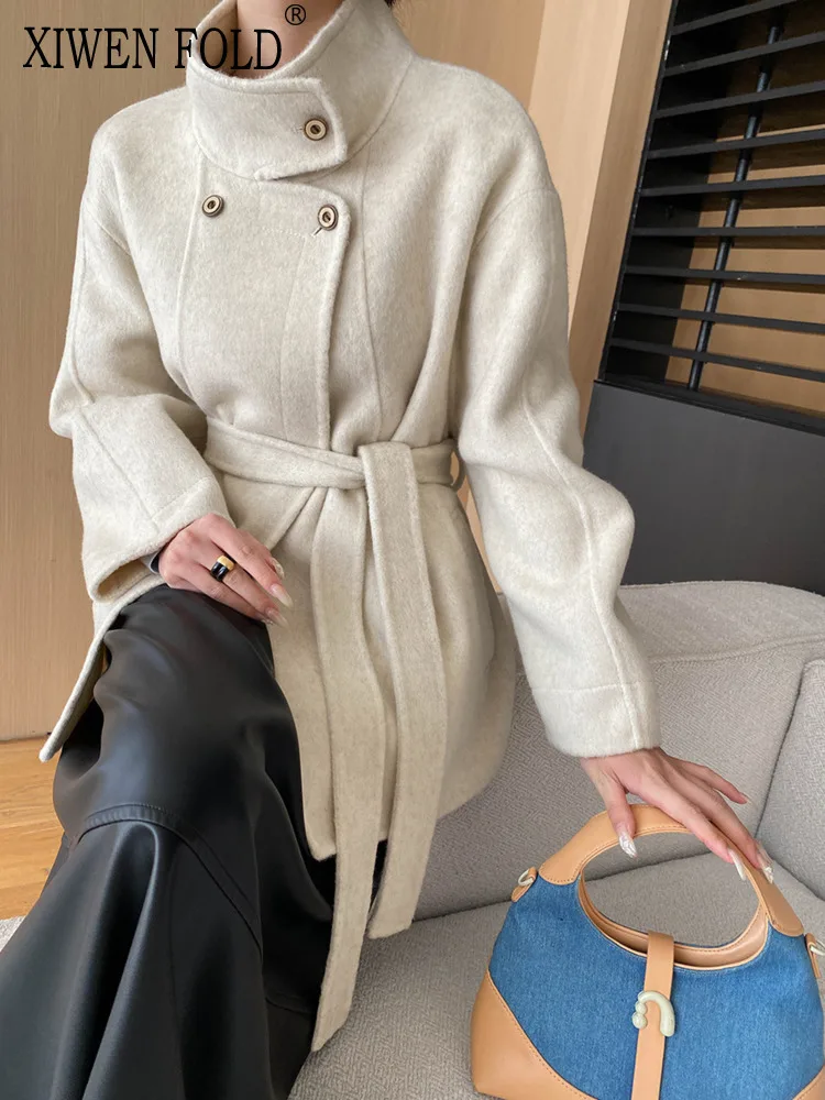 XIWEN Office Lady Belt Gathered Waist Wool Coat For Women Stand Neck Warm Female Loose Jackets 2024 Winter New XF3035
XIWEN Office Lady Belt Gathered Waist Wool Coat For Women Stand Neck Warm Female Loose Jackets 2024 Winter New XF3035