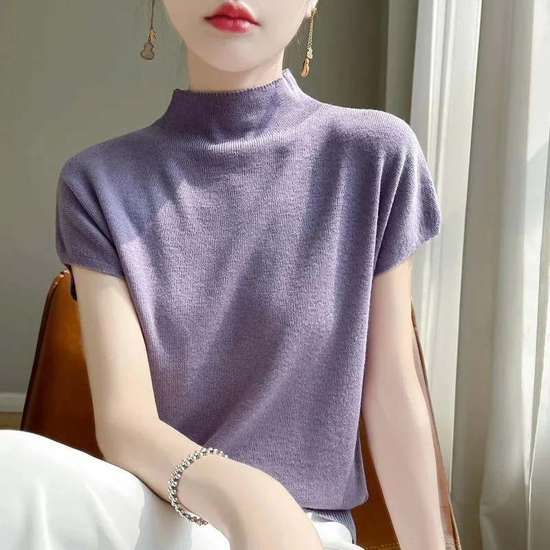 Women's Half Turtleneck Knit Top Elegant Batwing Sleeve Slim Fit Solid Color Casual Knitwear
Women's Half Turtleneck Knit Top Elegant Batwing Sleeve Slim Fit Solid Color Casual Knitwear