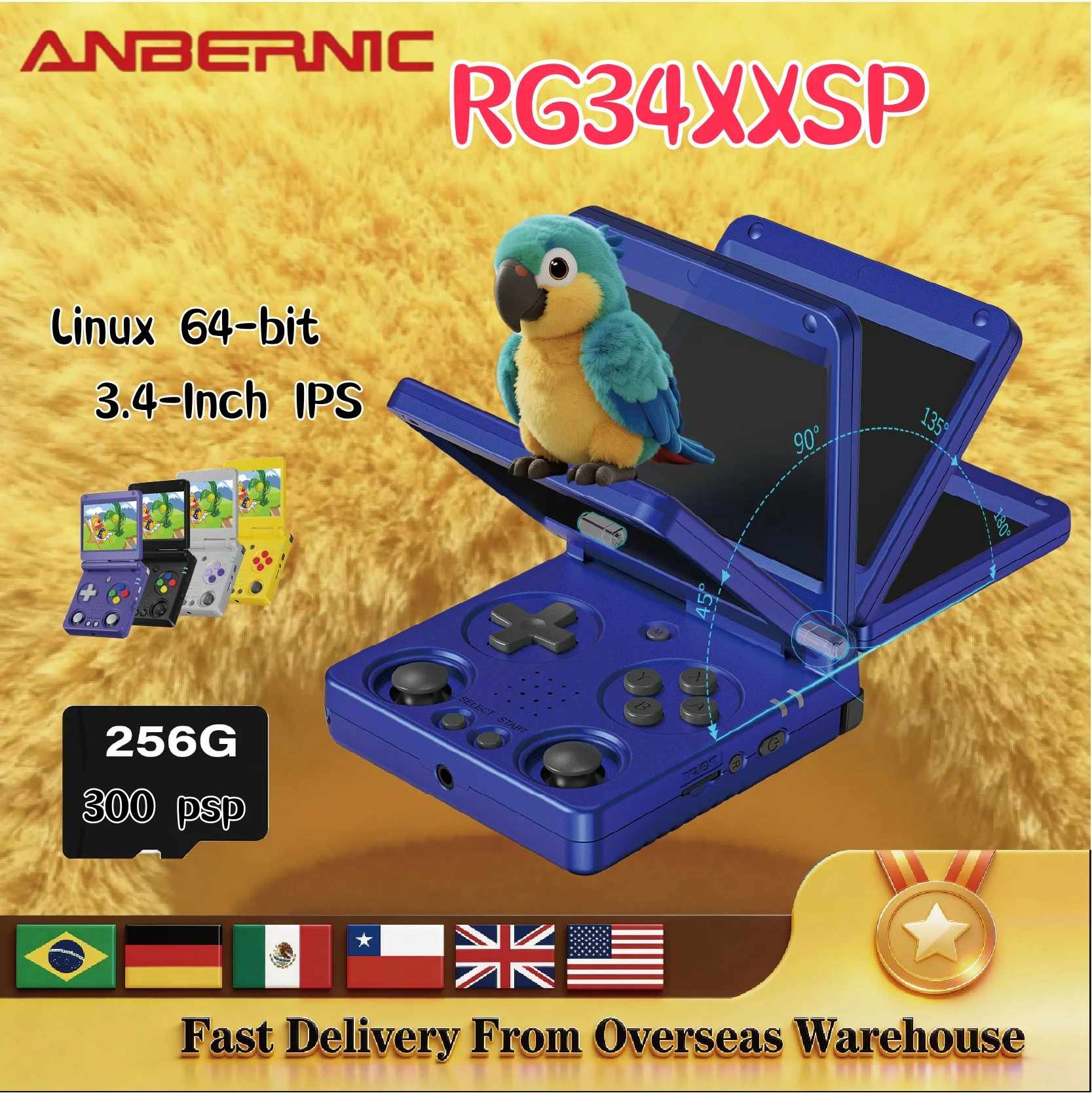 Anbernic RG34XXSP 3.4-Inch IPS Flip Handheld Game Console Linux 64-bit H700 quad-core LPDDR4 Retro Game Player 5G RG 34XXSP PSP
Anbernic RG34XXSP 3.4-Inch IPS Flip Handheld Game Console Linux 64-bit H700 quad-core LPDDR4 Retro Game Player 5G RG 34XXSP PSP