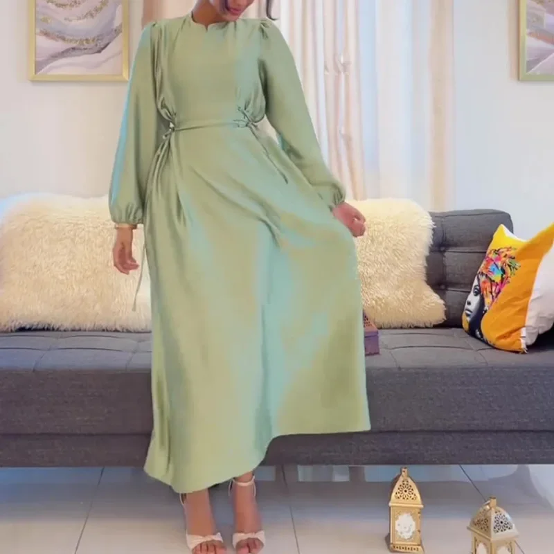 Light Green Women Elegant Dress O-neck Lantern Sleeve High Waist Strap Temperament Fashionable Female Solid Long Casual Dresses
Light Green Women Elegant Dress O-neck Lantern Sleeve High Waist Strap Temperament Fashionable Female Solid Long Casual Dresses