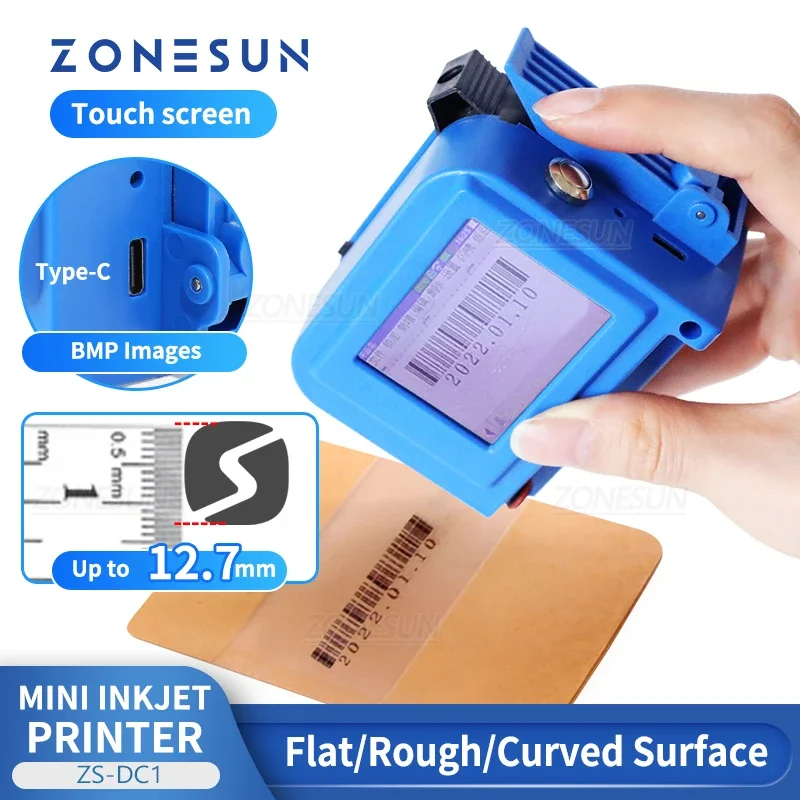 ZONESUN ZS-DC1 Handheld Inkjet Printer Portable Date Coding Machine 12.7mm QR Code Barcode Batch Serial Number Bottles Packaging
ZONESUN ZS-DC1 Handheld Inkjet Printer Portable Date Coding Machine 12.7mm QR Code Barcode Batch Serial Number Bottles Packaging