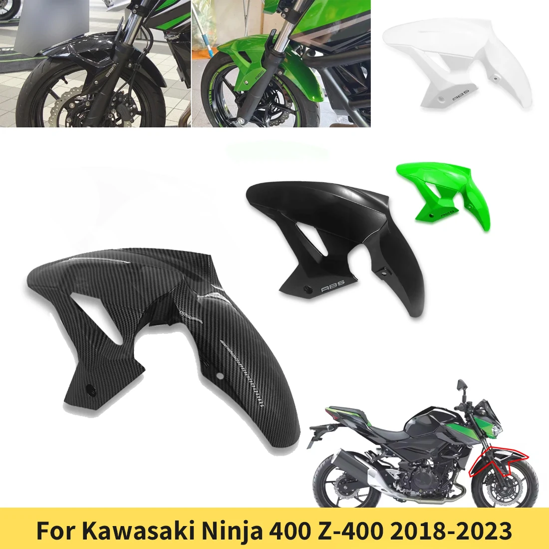 New 2024 Z400 Motorcycle Accessories Front Fender Mudguard Tire Splash Mud Guard Shell For Kawasaki Ninja 400 Z-400 2018-2023
New 2024 Z400 Motorcycle Accessories Front Fender Mudguard Tire Splash Mud Guard Shell For Kawasaki Ninja 400 Z-400 2018-2023
