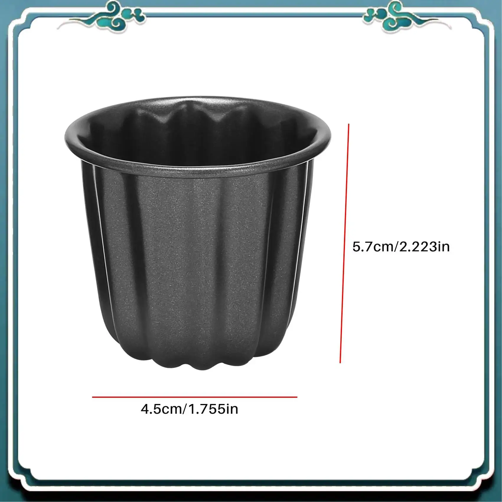 Premium Canele Mold, Cannele Muffin Cup, 4Pcs Non-Stick Cannele Mould Gray-Black Canneles
Premium Canele Mold, Cannele Muffin Cup, 4Pcs Non-Stick Cannele Mould Gray-Black Canneles