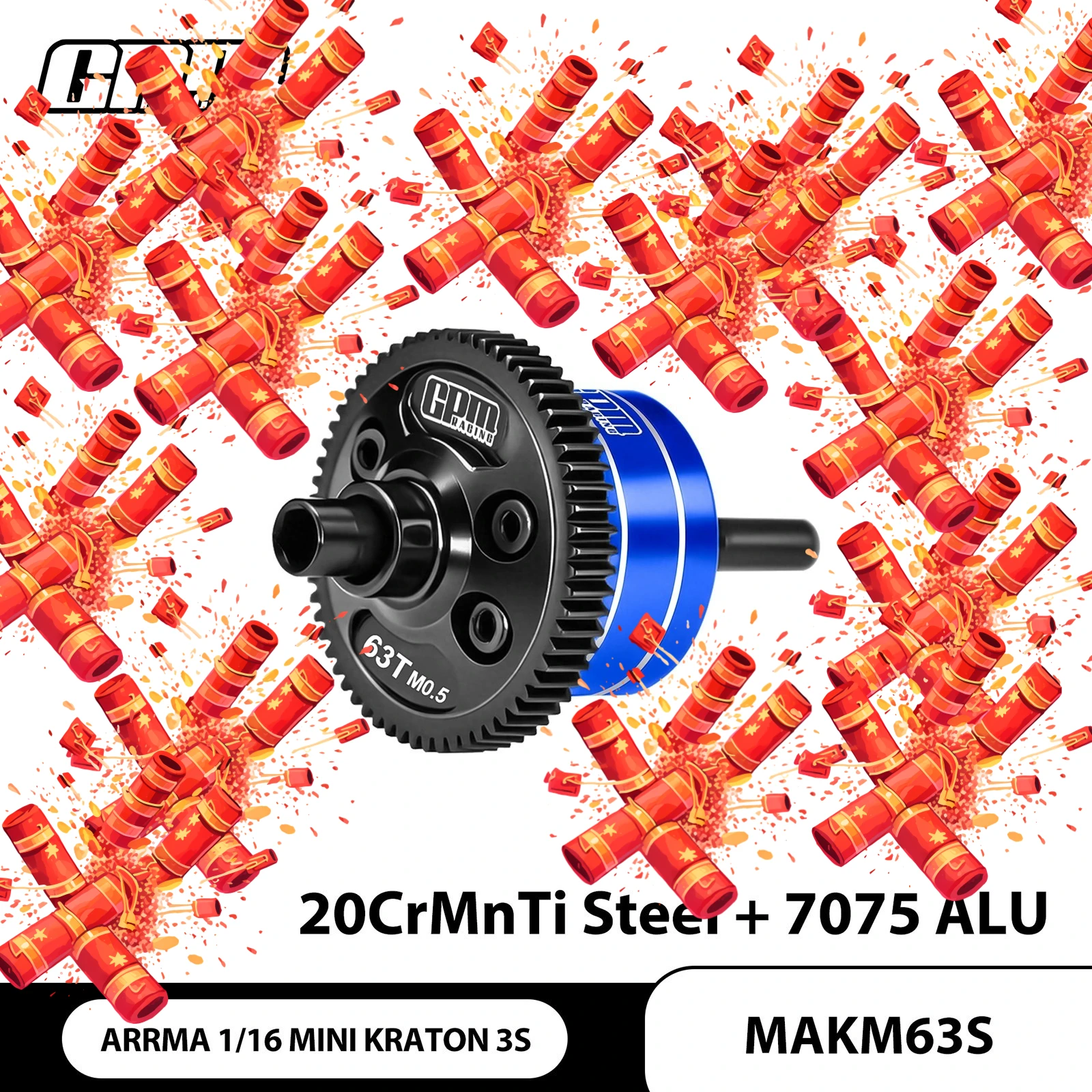 GPM 20CrMnTi Steel + 7075 Alloy Complete Center Differential 63T / 0.5M For ARRMA 1/16 Mini Kraton 3S ARA-2985
GPM 20CrMnTi Steel + 7075 Alloy Complete Center Differential 63T / 0.5M For ARRMA 1/16 Mini Kraton 3S ARA-2985