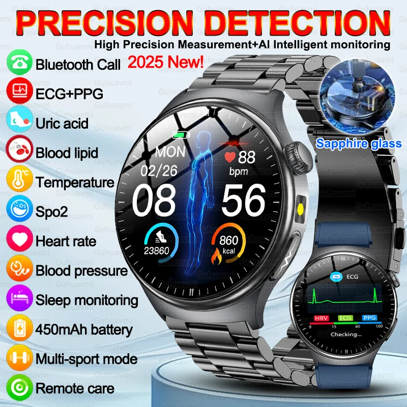 Новинка 2025 года, профессиональный уход, ЭКГ, здоровье, умные часы для мужчин, липиды в крови, мочевой кислоты, кровяное давление, удаленный уход, Bluetooth-вызов, умные часы 
Новинка 2025 года, профессиональный уход, ЭКГ, здоровье, умные часы для мужчин, липиды в крови, мочевой кислоты, кровяное давление, удаленный уход, Bluetooth-вызов, умные часы