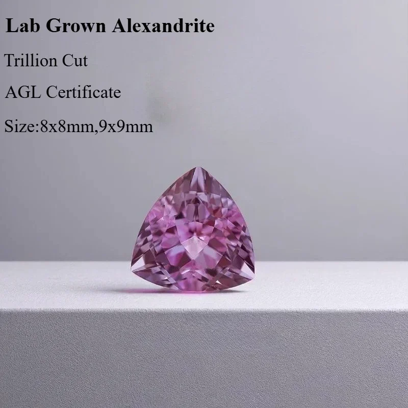 Trillion Cut Color Change Lab Grown Alexandrite Gemstones Various Size for Jewelry Making With AGL Certificate
Trillion Cut Color Change Lab Grown Alexandrite Gemstones Various Size for Jewelry Making With AGL Certificate