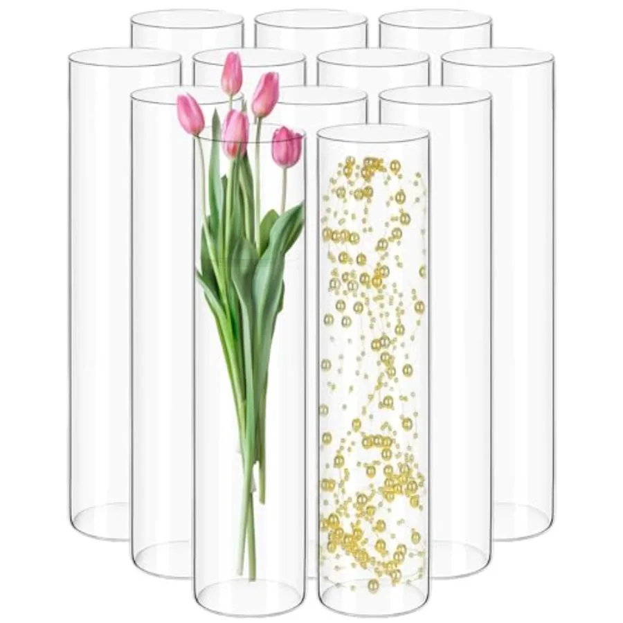 12Pack Glass Cylinder Vases for Wedding Centerpieces - 14 Inch Tall Clear Glass Flower Floating Candle Holder Bulk Hurricane Ca
12Pack Glass Cylinder Vases for Wedding Centerpieces - 14 Inch Tall Clear Glass Flower Floating Candle Holder Bulk Hurricane Ca