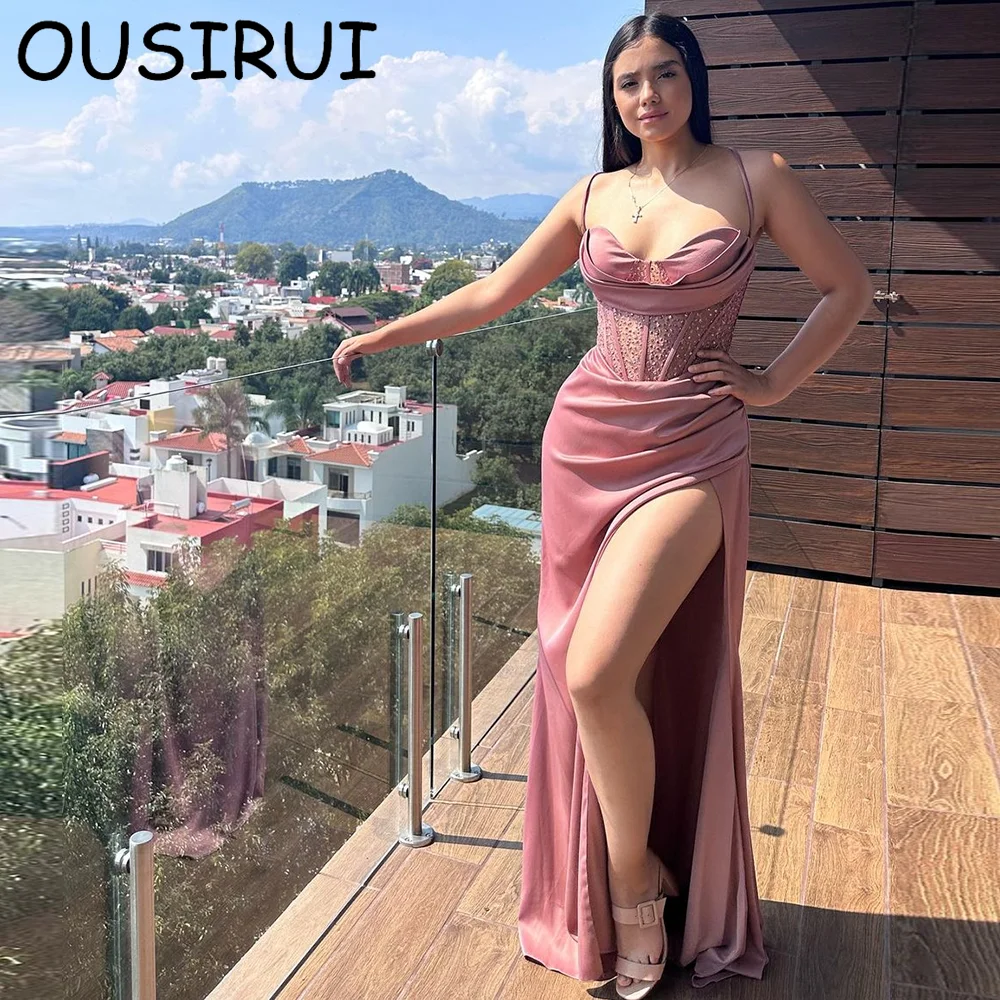 OUSIRUI Strapless Satin Beaded Shiny Side Slit Floor-Length Pleated Prom Party Dresses Sheated Prom Gown vestidos de festa
OUSIRUI Strapless Satin Beaded Shiny Side Slit Floor-Length Pleated Prom Party Dresses Sheated Prom Gown vestidos de festa