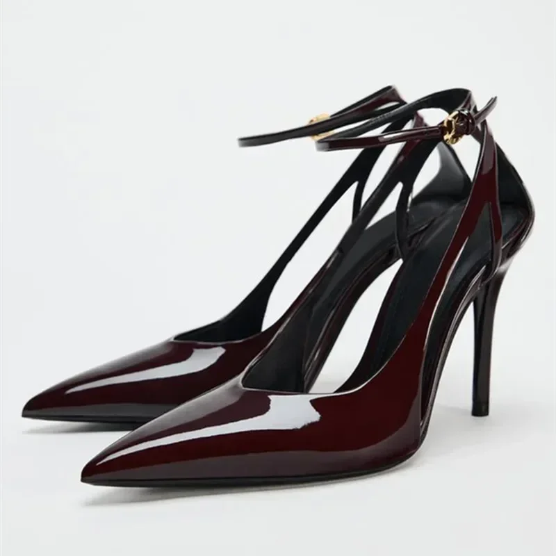 Sexy Pointed Toe Patent Leather Pumps Women Luxury Ankle Strap Buckle Slingback Design Stiletto Sandals Elegant Party Dress Shoe
Sexy Pointed Toe Patent Leather Pumps Women Luxury Ankle Strap Buckle Slingback Design Stiletto Sandals Elegant Party Dress Shoe