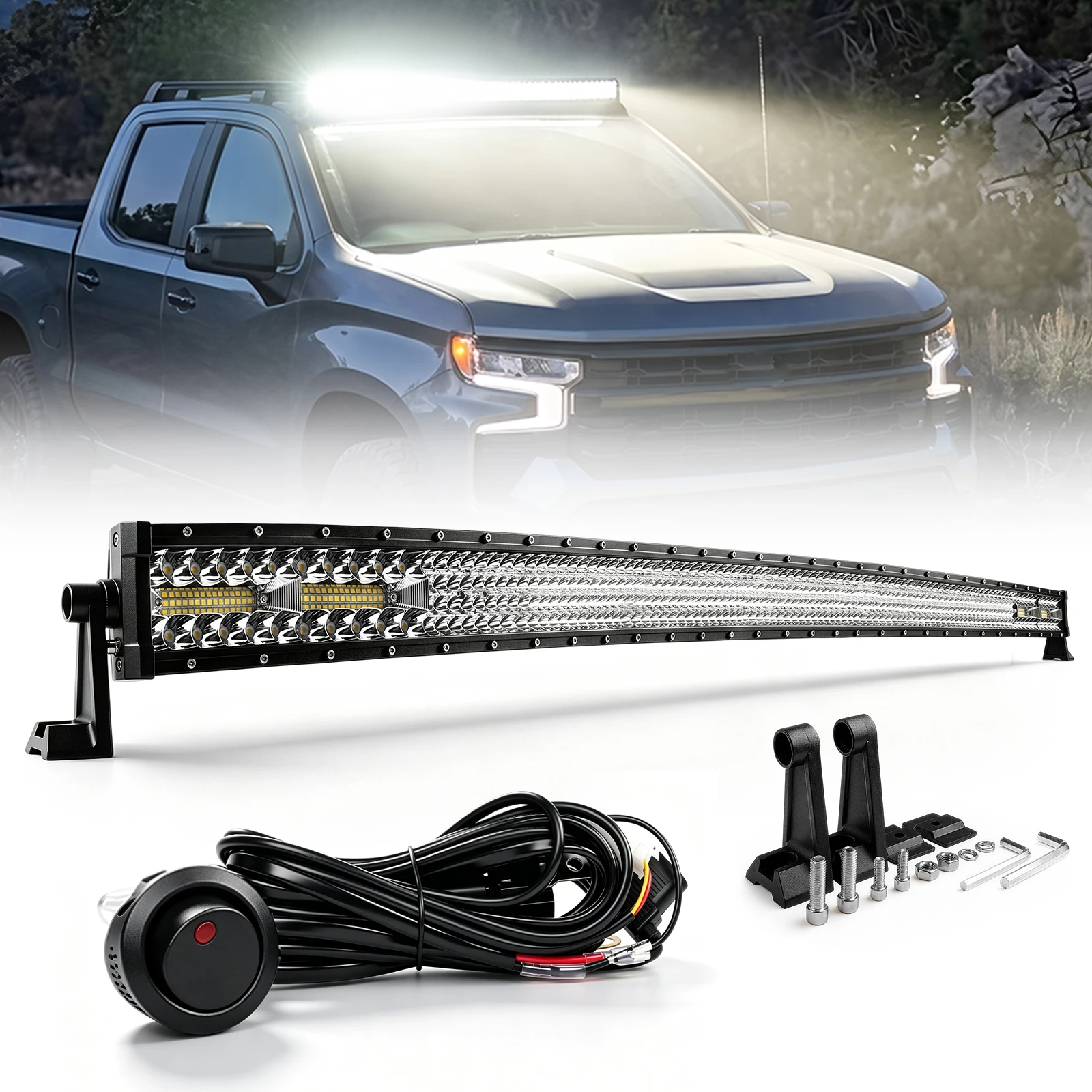 HL 52 Inch Curved LED Light Bar Triple Row Spot Flood Combo LED off-road use Lights for Ford F150 Hilux Ranger Dodge Ram 12V 24V
HL 52 Inch Curved LED Light Bar Triple Row Spot Flood Combo LED off-road use Lights for Ford F150 Hilux Ranger Dodge Ram 12V 24V